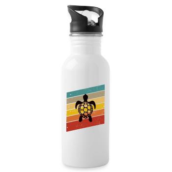Turtle Retro Animal Sea Reptile Gift idea - Water bottle with straw - white - Right