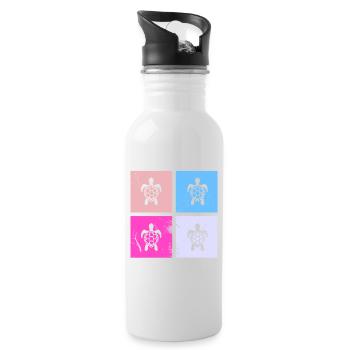 Turtle Retro Animal Sea Reptile Gift idea - Water bottle with straw - white - Right
