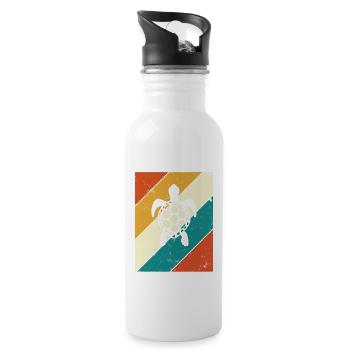 Turtle Retro Animal Sea Reptile Gift idea - Water bottle with straw - white - Right