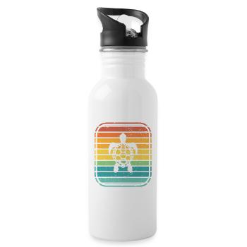 Turtle Retro Animal Sea Reptile Gift idea - Water bottle with straw - white - Right