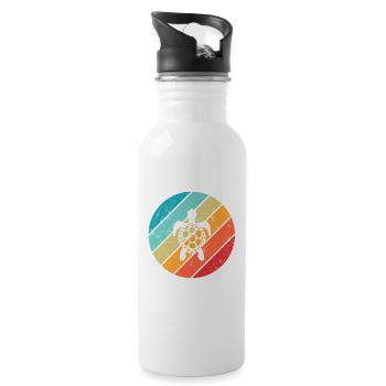 Turtle Retro Animal Sea Reptile Gift idea - Water bottle with straw - white - Right