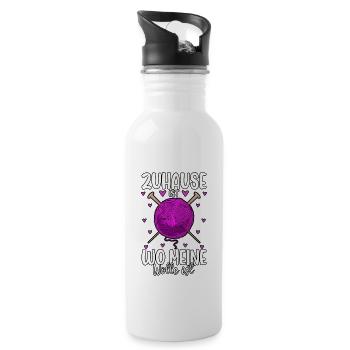 Häkeln - Trinkflasche mit integriertem Trinkhalm - Weiß - Rechts