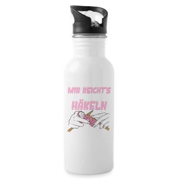 Mir Reichts Ich Geh Häkeln - Trinkflasche mit integriertem Trinkhalm - Weiß - Rechts