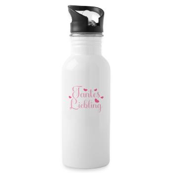 Tantes Liebling. Nichte Neffe Baby Tanten - Trinkflasche mit integriertem Trinkhalm - Weiß - Rechts