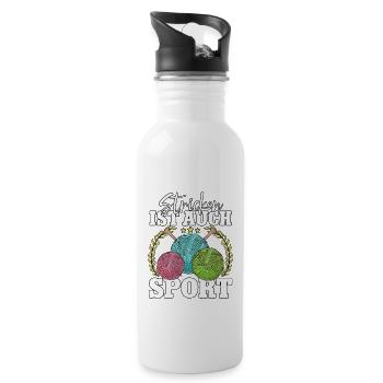 Häkeln - Trinkflasche mit integriertem Trinkhalm - Weiß - Rechts