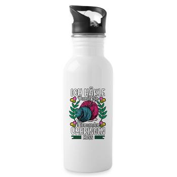 Häkeln - Trinkflasche mit integriertem Trinkhalm - Weiß - Rechts