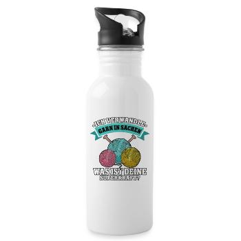 Häkeln - Trinkflasche mit integriertem Trinkhalm - Weiß - Rechts
