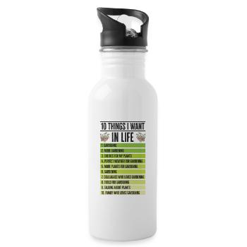 Gartenarbeit Landwirt Pflanzung Gärtner - Trinkflasche mit integriertem Trinkhalm - Weiß - Rechts