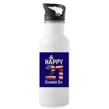 Happy Columbus Day Discovery Italian Explorer 1492 - Gourde avec paille intégrée - blanc - Droite