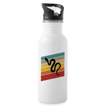 Snake Retro Reptile Python Gift idea - Trinkflasche mit integriertem Trinkhalm - Weiß - Rechts