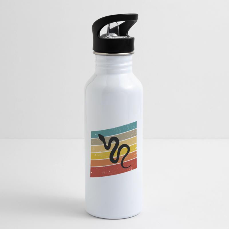 Snake Retro Reptile Python Gift idea Trinkflasche mit integriertem Trinkhalm