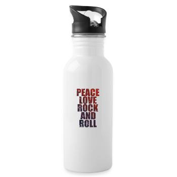 Peace Love Rock and Roll Music Style Guitar - Water bottle with straw - white - Right
