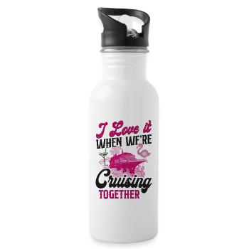 Cruise Ship Vacation Friends - Water bottle with straw - white - Right