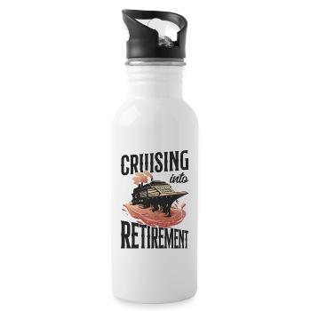 Cruise Ship Vacation Retired - Water bottle with straw - white - Right