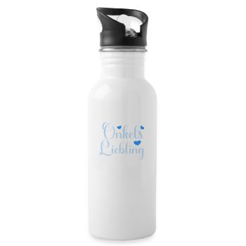 Onkels Liebling Nichte Neffe witziges Onkel - Trinkflasche mit integriertem Trinkhalm - Weiß - Rechts