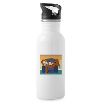 Mache Ich! Aber Nicht Jetzt... Süßes Faultier - Trinkflasche mit integriertem Trinkhalm - Weiß - Rechts