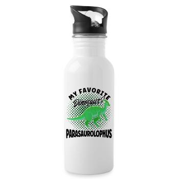 Parasaurolophus Dinosaur Lover Gift - Water bottle with straw - white - Right