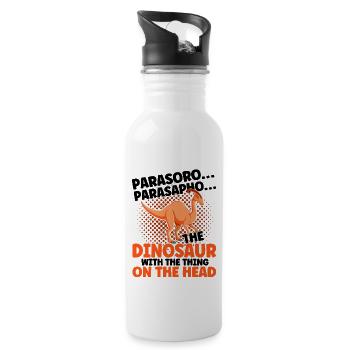Parasaurolophus Dinosaur Lover Gift - Water bottle with straw - white - Right