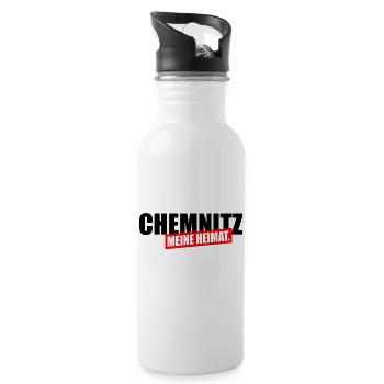 Chemnitz meine Heimat - Trinkflasche mit integriertem Trinkhalm - Weiß - Rechts