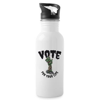 Halloween Voting Zombie Spooky Monsters Horror Fan - Water bottle with straw - white - Right