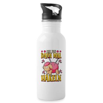 Häkeln - Trinkflasche mit integriertem Trinkhalm - Weiß - Rechts