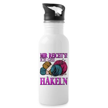 Mir Reichts Ich Geh Häkeln - Trinkflasche mit integriertem Trinkhalm - Weiß - Rechts