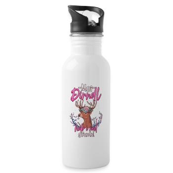 Mei Dirndl Hob I Ned Gfundn - Trinkflasche mit integriertem Trinkhalm - Weiß - Rechts