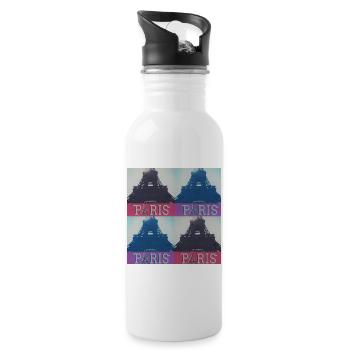 paris eiffel - Trinkflasche mit integriertem Trinkhalm - Weiß - Rechts