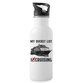 Cruise Ship Vacation Vintage - Water bottle with straw - white - Right