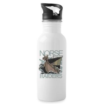 Norse Raiders Nordische Räuber Wikinger Norwegen - Trinkflasche mit integriertem Trinkhalm - Weiß - Rechts