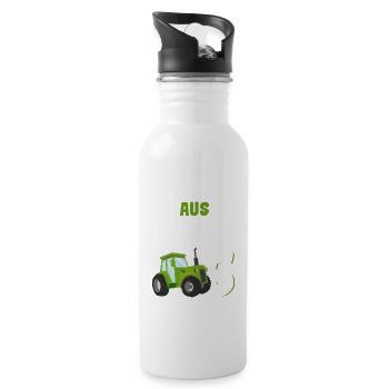 Aus Dem Weg Ich Bin Schon 5 Traktor Geburtstag Kin - Trinkflasche mit integriertem Trinkhalm - Weiß - Rechts