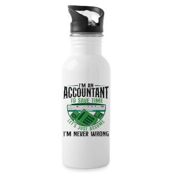 Accountant Bookkeeper Accounting - Water bottle with straw - white - Right
