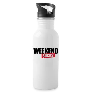 Weekend sucks - Water bottle with straw - white - Right