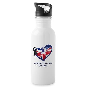Queen Elizabeth II Forever in our Hearts - Water bottle with straw - white - Right
