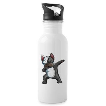 Dabbing French Bulldog Dogs Dab Pet - Water bottle with straw - white - Right