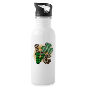 Happy St. Patrick's Day Saint Patrick Ireland Irish - Water bottle with straw - white - Right