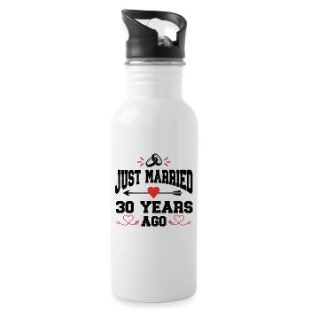 Just Married 30 Years Ago 30th Wedding Anniversary - Trinkflasche mit integriertem Trinkhalm - Weiß - Rechts