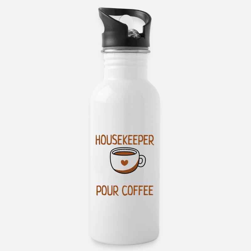 Putzfrau Kaffeeliebhaber Putzen Kaffee Geschenk - Trinkflasche mit integriertem Trinkhalm - Weiß