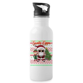 Cute Elf and Santa K-Pop Style Christmas - Water bottle with straw - white - Right