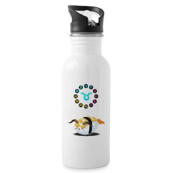 Japanese Sushi Funny Taurus Zodiac Sushi Lover Pun - Water bottle with straw - white - Right