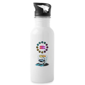Japanese Sushi Funny Aquarius Zodiac Sushi Lover - Water bottle with straw - white - Right