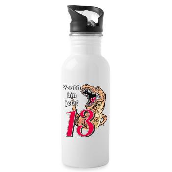 GEBURTSTAG Yaahh bin jetzt 13 - Trinkflasche mit integriertem Trinkhalm - Weiß - Rechts