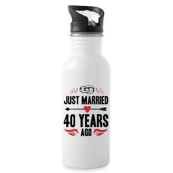 Je viens de me marier il y a 40 ans 40e anniversaire de mariage - Gourde avec paille intégrée - blanc - Droite