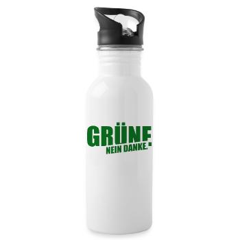 Grüne Nein Danke - Trinkflasche mit integriertem Trinkhalm - Weiß - Rechts