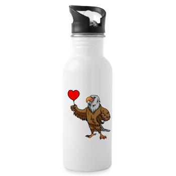 Eagle Bird Balloon Heart Wildlife Enfants Enfant - Gourde avec paille intégrée - blanc - Droite