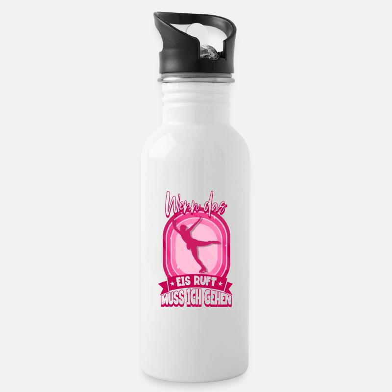 Eislaufen - Trinkflasche mit integriertem Trinkhalm - Weiß