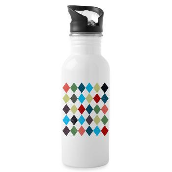 Rhombus White Red Costume Halloween Suit - Water bottle with straw - white - Right