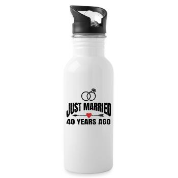 Just Married 40 Years Ago 40th Wedding Anniversary - Trinkflasche mit integriertem Trinkhalm - Weiß - Rechts