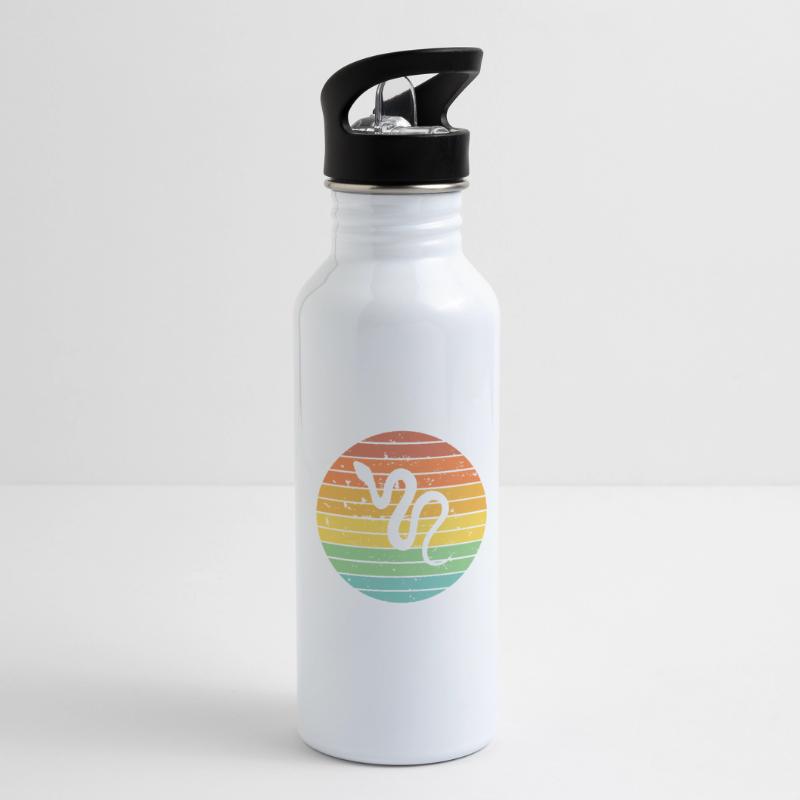 Snake Retro Reptile Python Gift idea Trinkflasche mit integriertem Trinkhalm