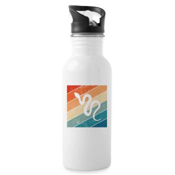 Snake Retro Reptile Python Gift idea - Trinkflasche mit integriertem Trinkhalm - Weiß - Rechts